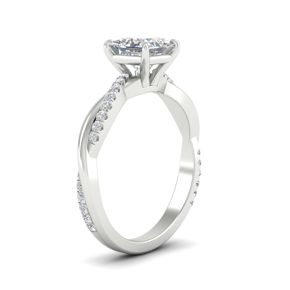 2 Ct. Princess Cut Diamond Twisted Promise Ring with 14K White Gold White Diamond