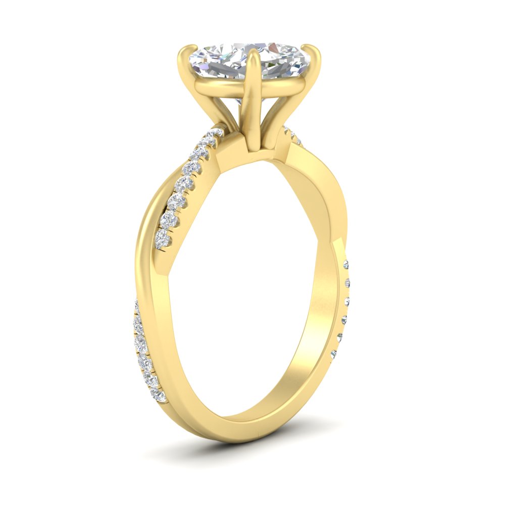 3 Carat Cushion Created Diamond Engagement Ring with 14K Yellow Gold White Diamond