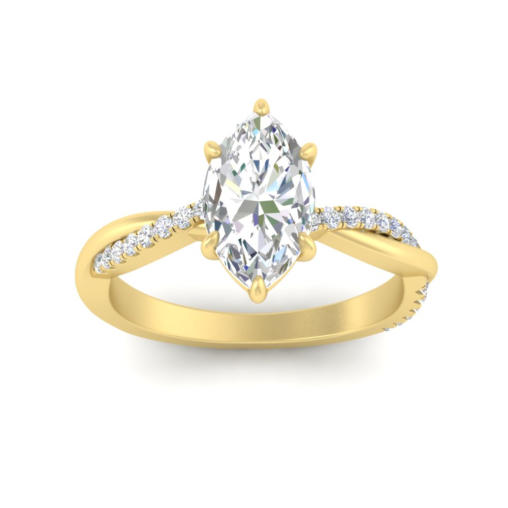 3 Carat Marquise Diamond Wedding Ring with 14K Yellow Gold White Diamond