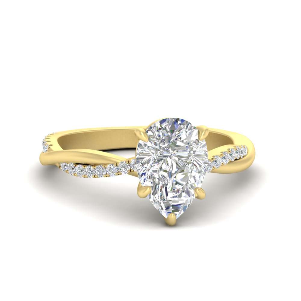 3 Carat Pear Diamond Vine Luxury Ring with 14K Yellow Gold White Diamond