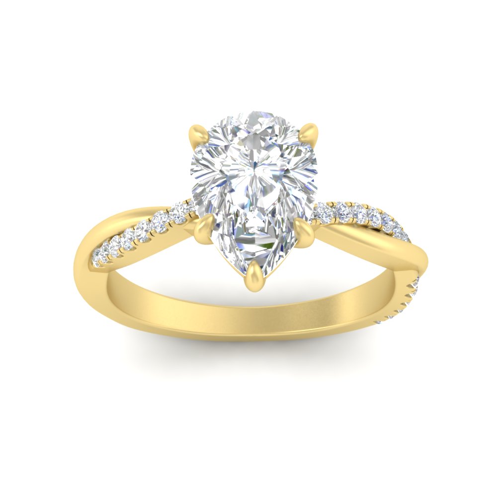 3 Carat Pear Diamond Vine Luxury Ring with 14K Yellow Gold White Diamond