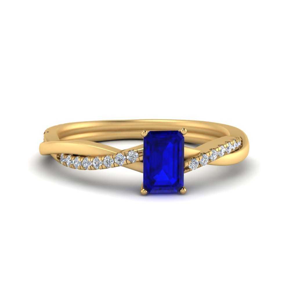 4x3MM Emerald Cut Blue Sapphire Eternity Wedding Band 14K Yellow Gold Fn Ring 