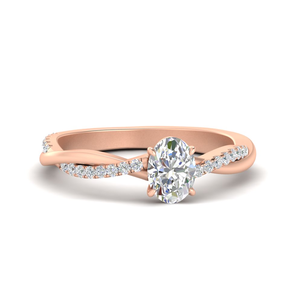 Half Carat Oval Shaped Engagement Ring with 14K Rose Gold White Diamond