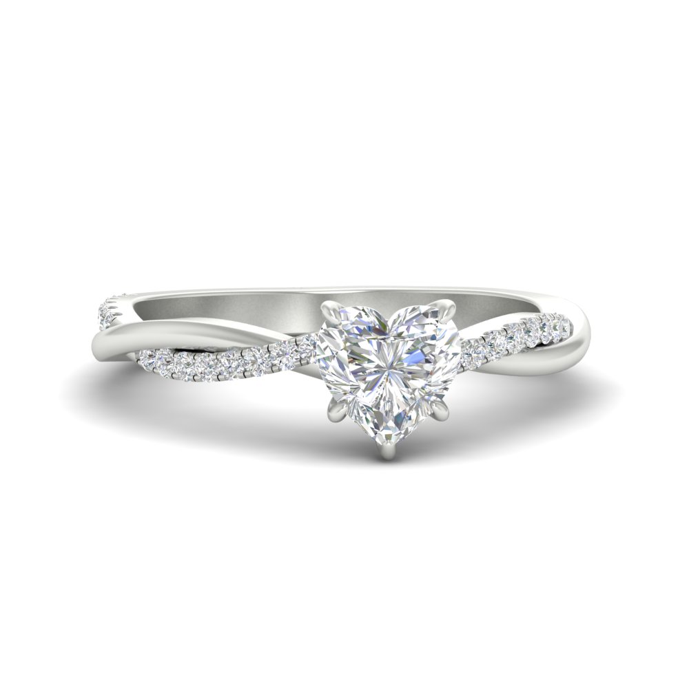 Heart Diamond 0.75 Ct. Twisted Engagement Ring with 14K White Gold White Diamond