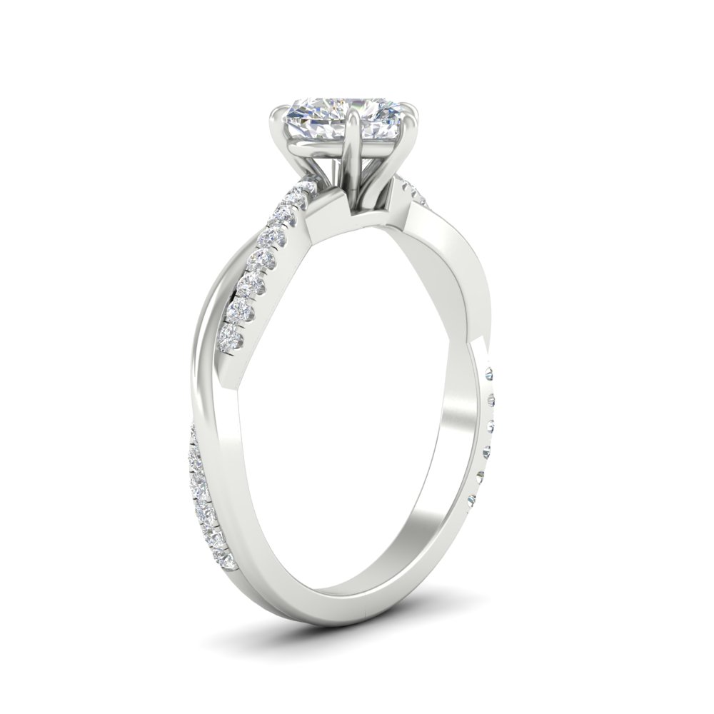 Heart Diamond 0.75 Ct. Twisted Engagement Ring with 14K White Gold White Diamond