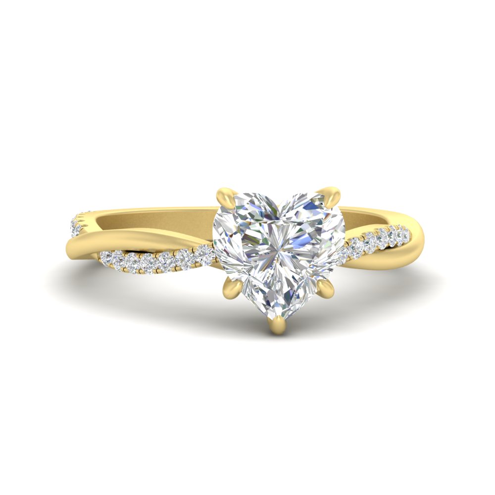 Heart Shaped Diamond 3 Ct. Engagement Ring with 14K Yellow Gold White Diamond