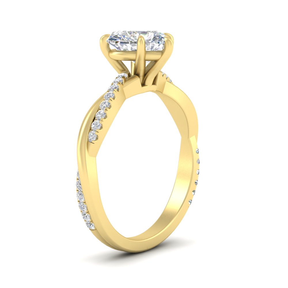 Heart Shaped Diamond 3 Ct. Engagement Ring with 14K Yellow Gold White Diamond