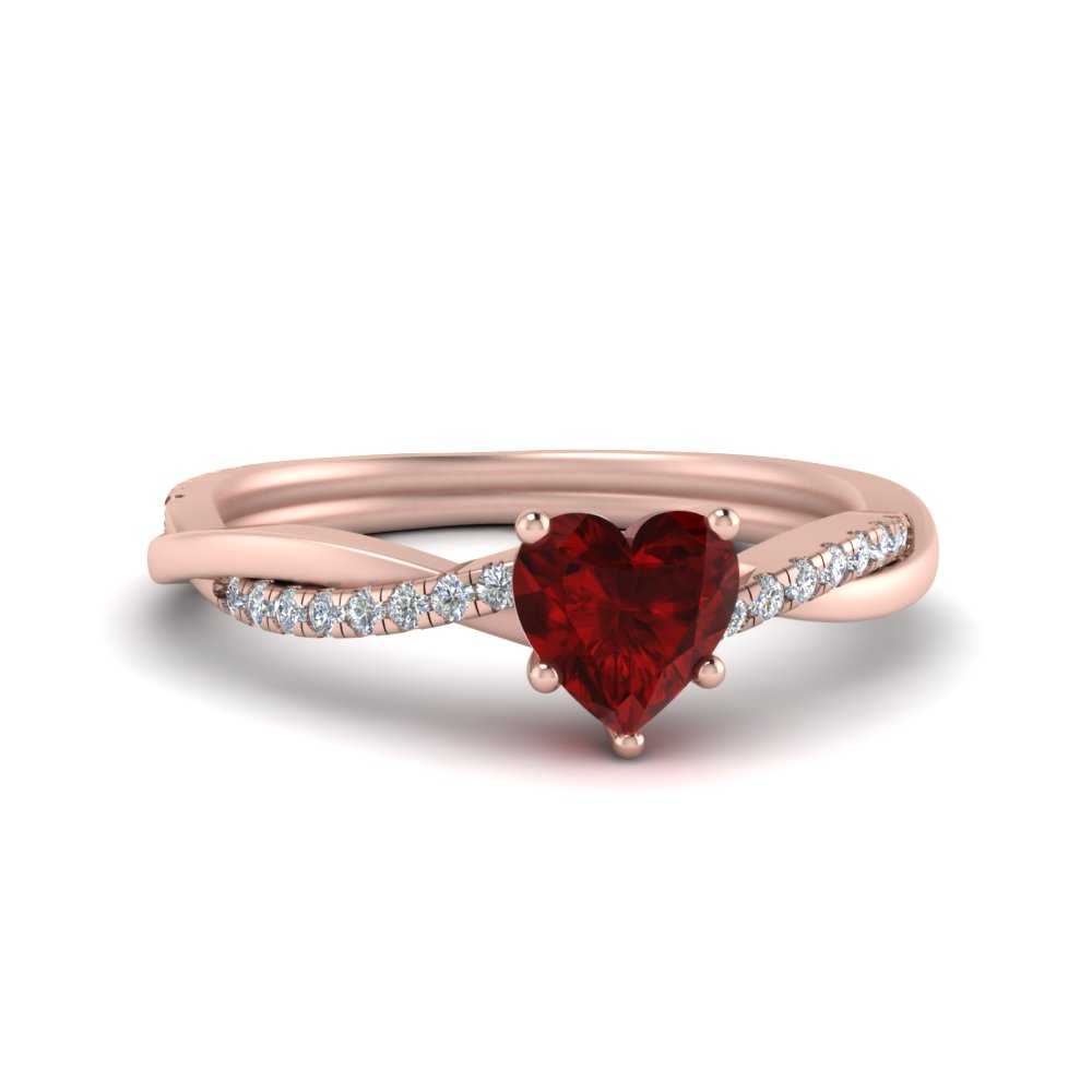 Heart Shaped Ruby Engagement Ring In 14K Rose Gold | Fascinating Diamonds