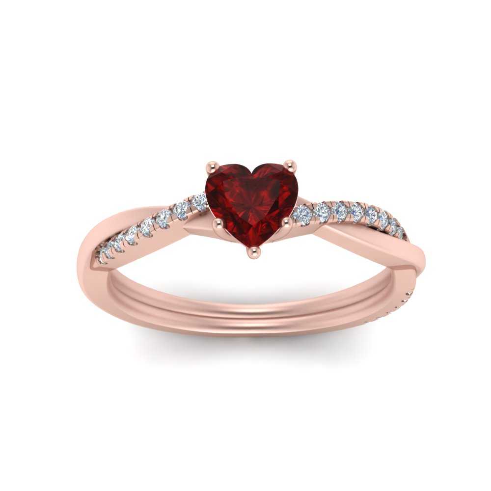 Heart Shaped Ruby Engagement Ring In 14K Rose Gold | Fascinating Diamonds