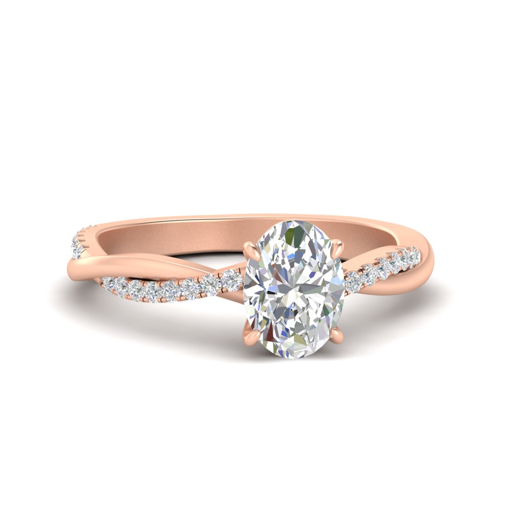 Oval Diamond 1.50 Carat Vine Engagement Ring with 14K Rose Gold White Diamond