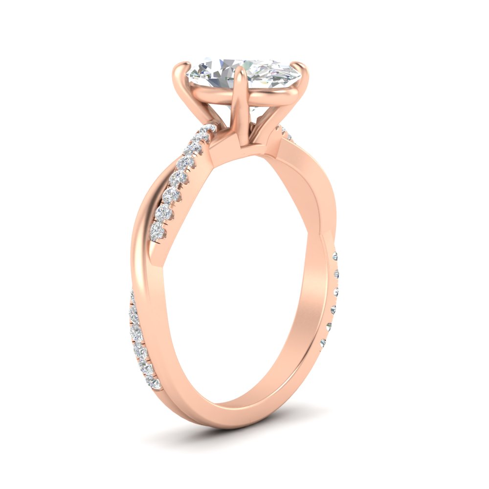 Oval Diamond 1.50 Carat Vine Engagement Ring with 14K Rose Gold White Diamond