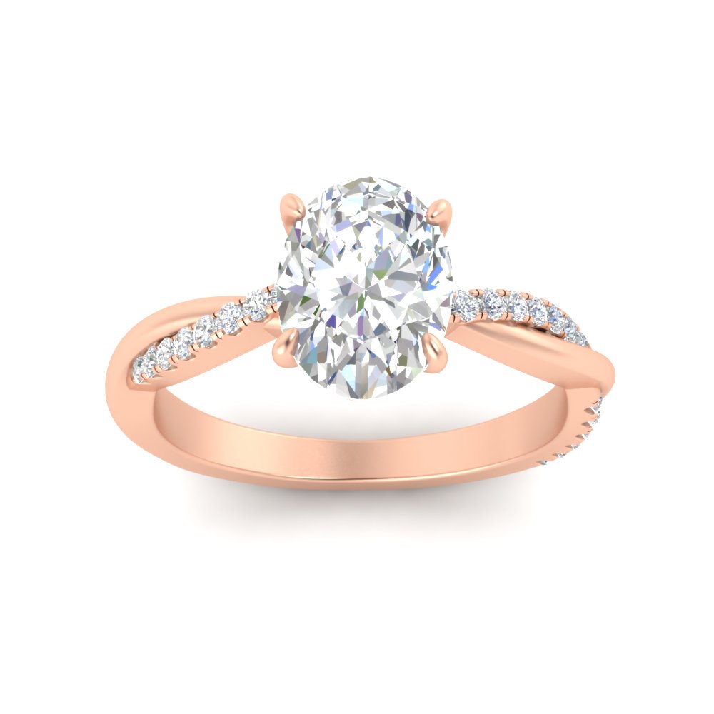 Oval Diamond 1.50 Carat Vine Engagement Ring with 14K Rose Gold White Diamond