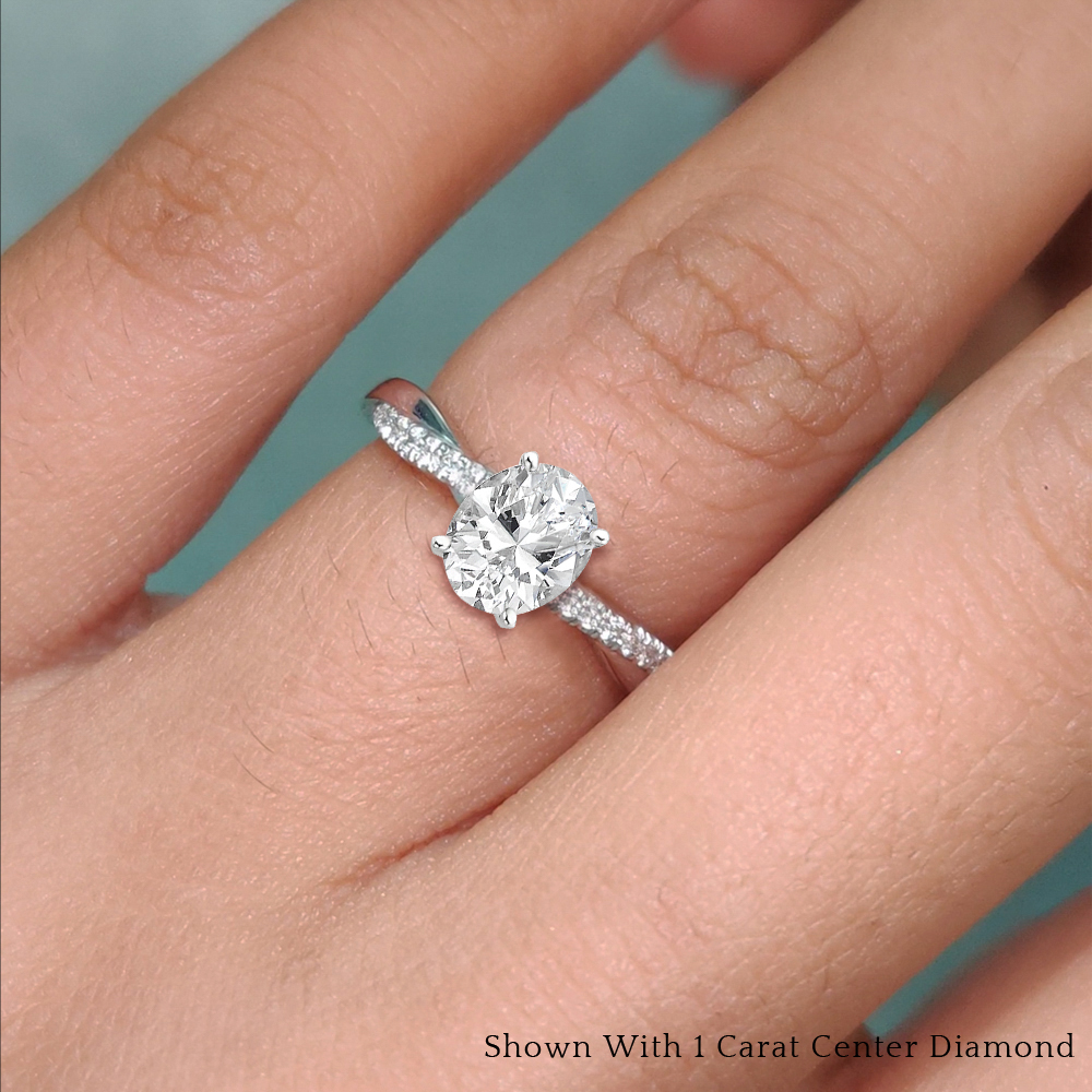 14K White Gold Twisted Engagement Ring