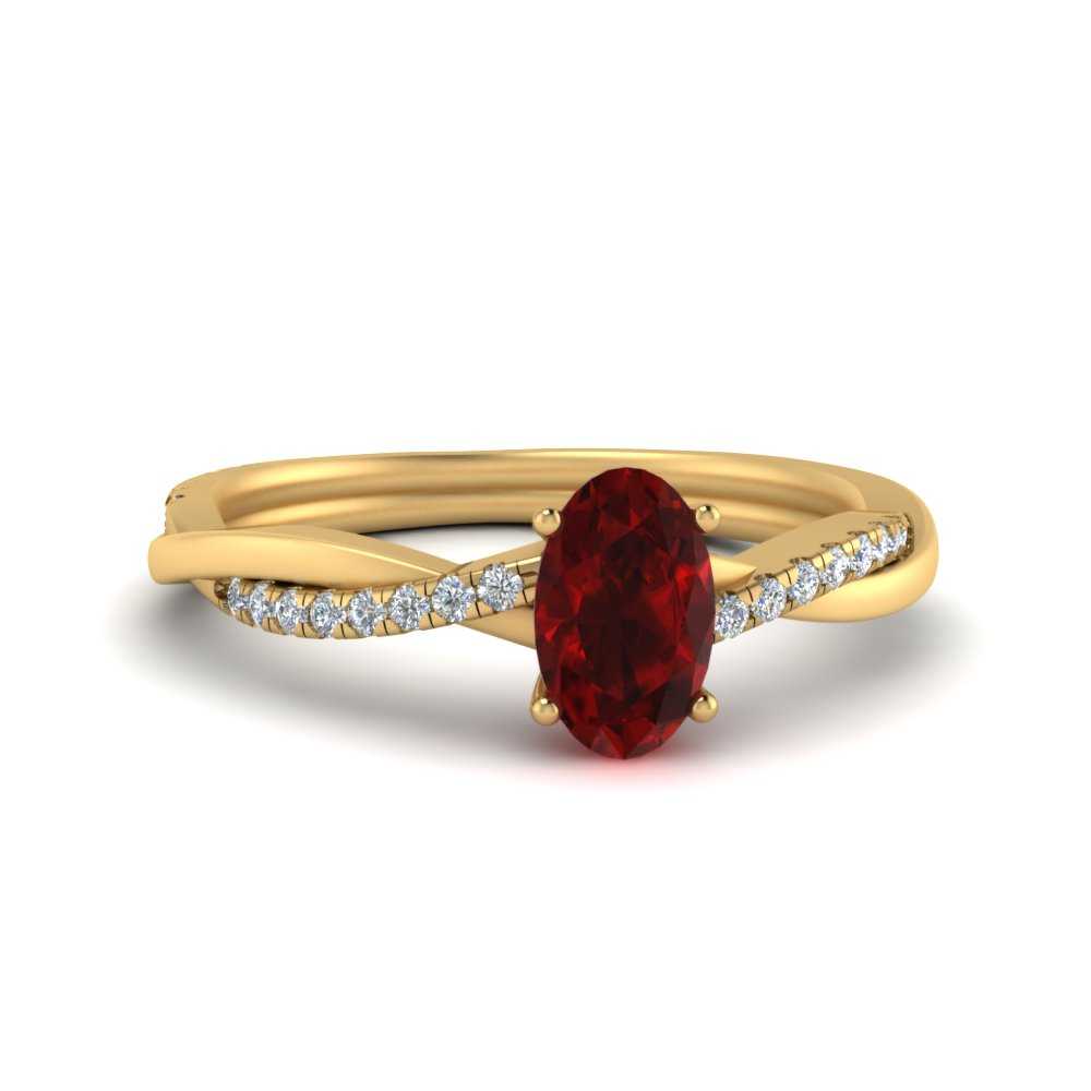 Oval Shaped Ruby Engagement Ring In 14k Yellow Gold Fascinating Diamonds