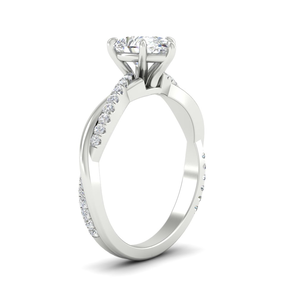 Pear Shaped Diamond Twisted Vine Wedding Ring with 14K White Gold White Diamond
