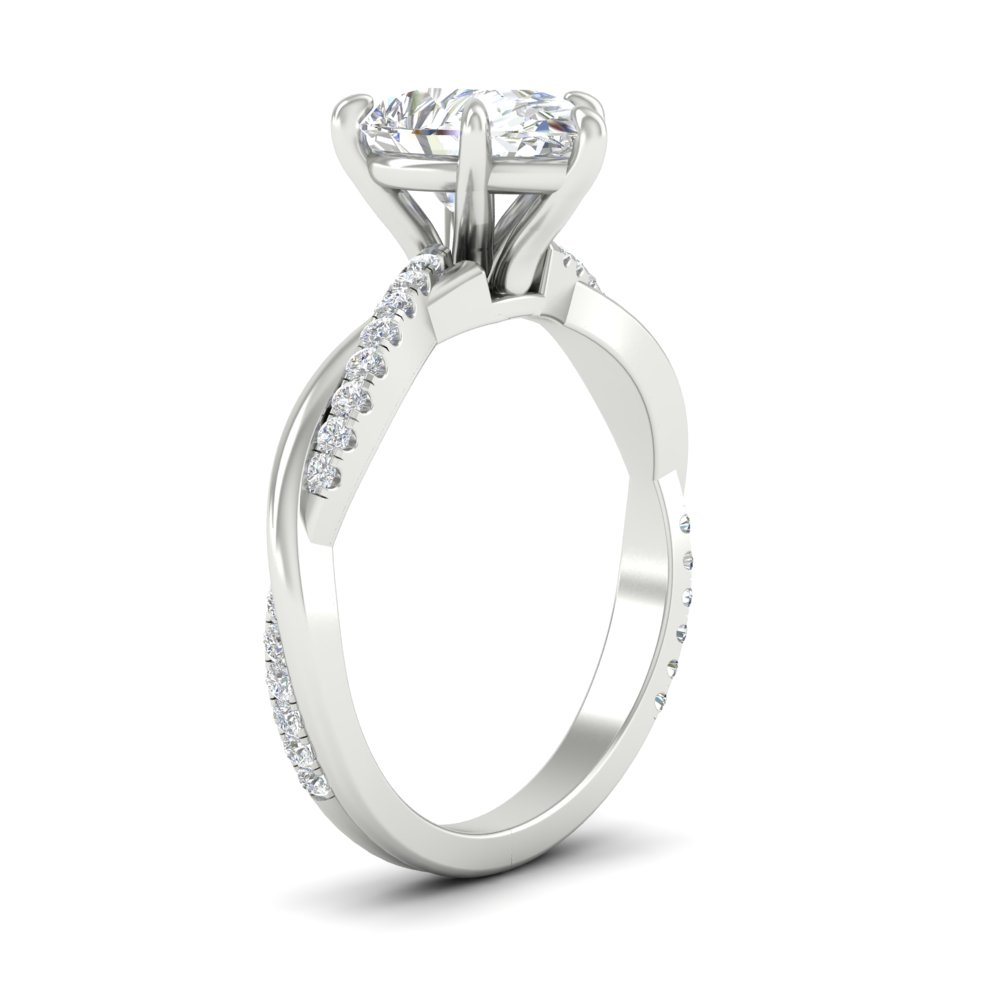 Pear Shaped Diamond 2 Ct. Stylish Ring with 14K White Gold White Diamond