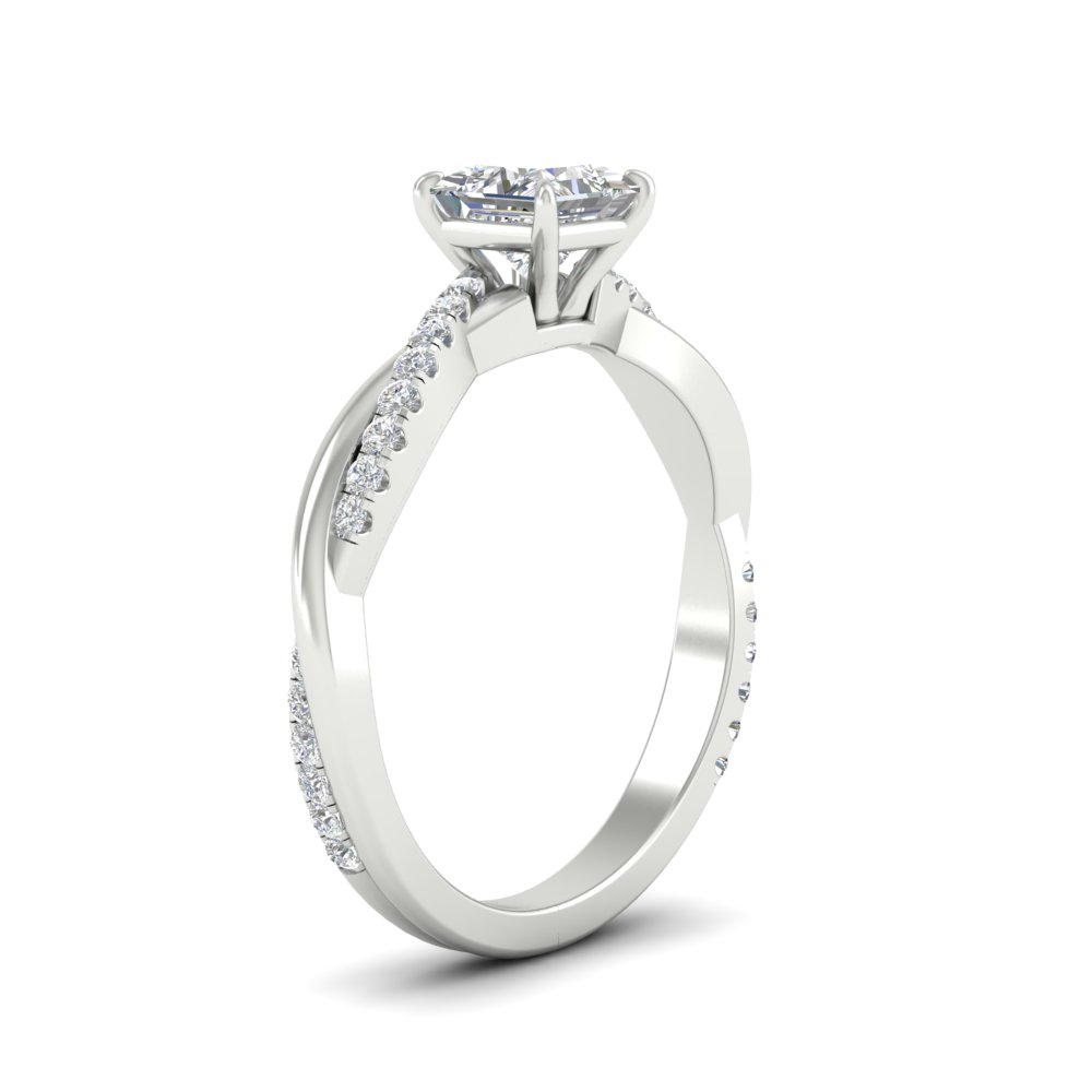 Princess Cut Diamond 0.75 Ct. Twist Ring with 14K White Gold White Diamond