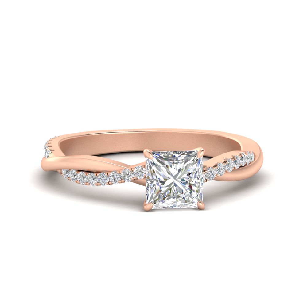 Princess Diamond 1.50 Carat Ring with 14K Rose Gold White Diamond
