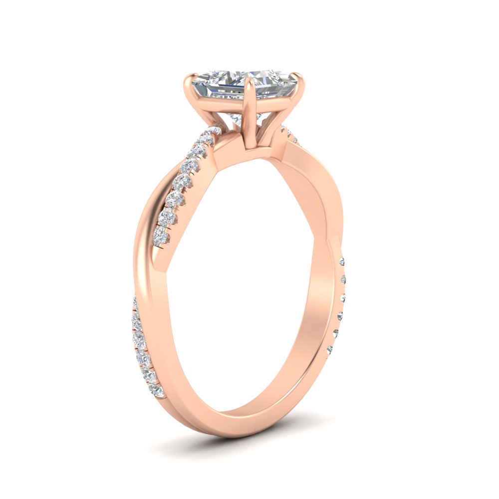 Princess Diamond 1.50 Carat Ring with 14K Rose Gold White Diamond