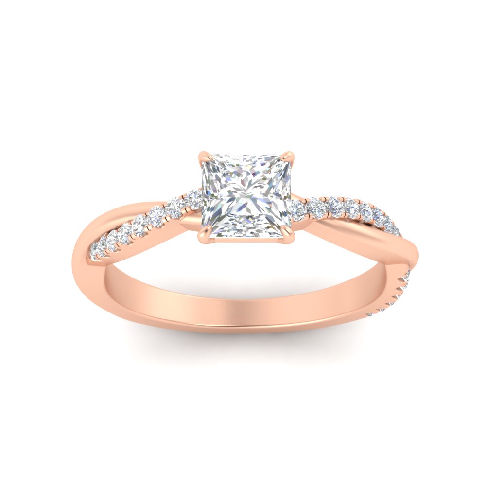Princess Diamond 1.50 Carat Ring with 14K Rose Gold White Diamond