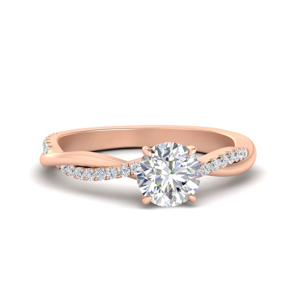 Round Cut Diamond 1.50 Carat Ring with 14K Rose Gold White Diamond