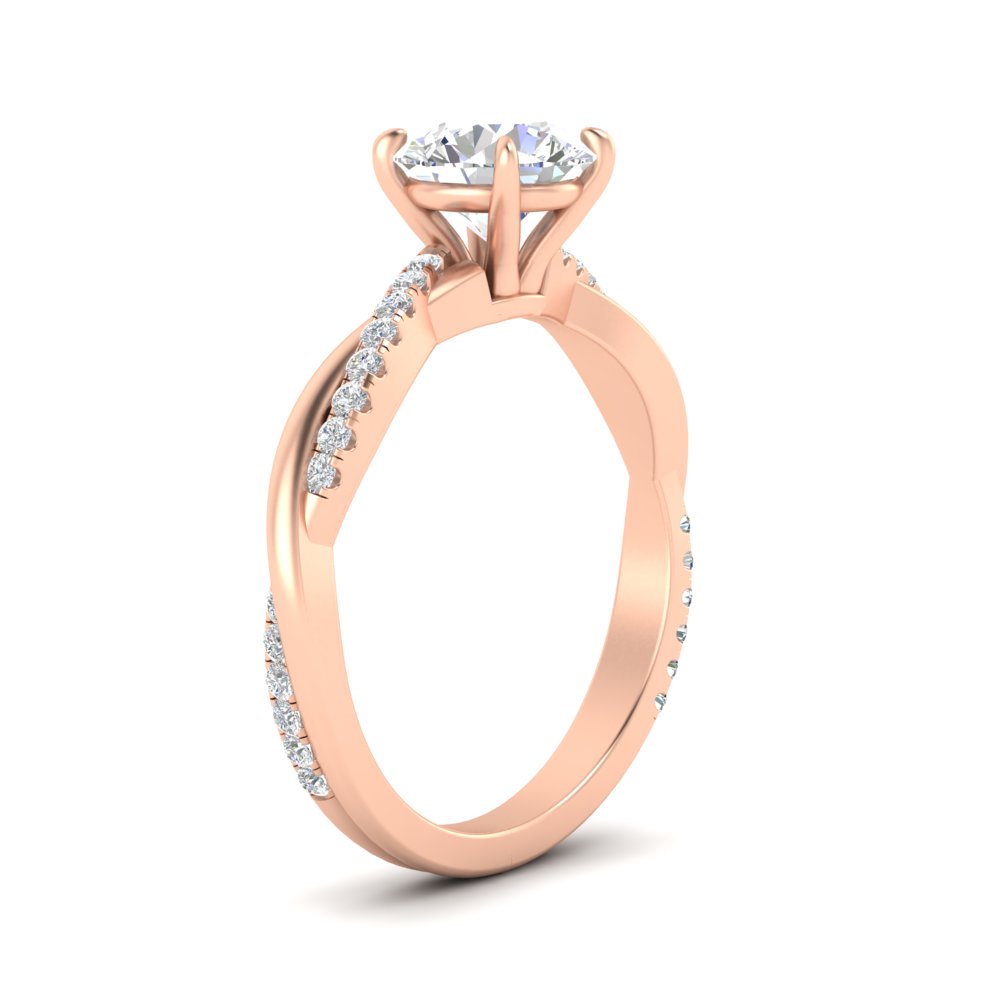 Round Cut Diamond 1.50 Carat Ring with 14K Rose Gold White Diamond