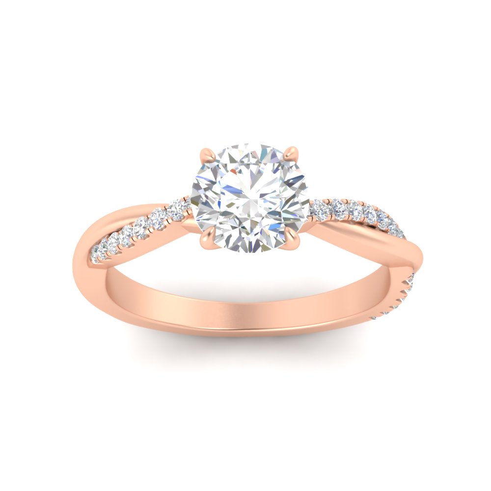 Round Cut Diamond 1.50 Carat Ring with 14K Rose Gold White Diamond