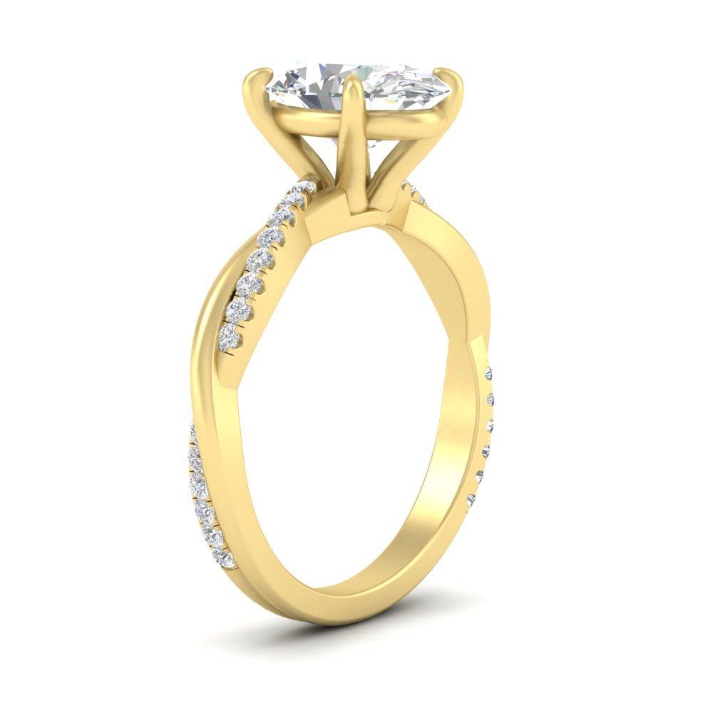 Twisted Oval Diamond 3 Ct. Engagement Ring with 14K Yellow Gold White Diamond