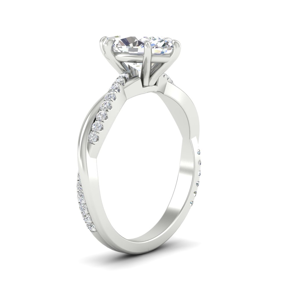 Twisted Style Marquise Cut Diamond Ring with 14K White Gold White Diamond