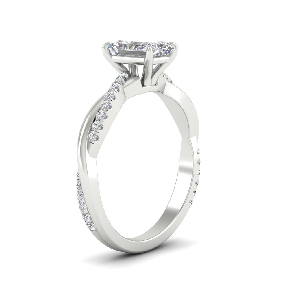 Twisted Vine Radiant Cut Diamond 2 Carat Ring with 14K White Gold White Diamond
