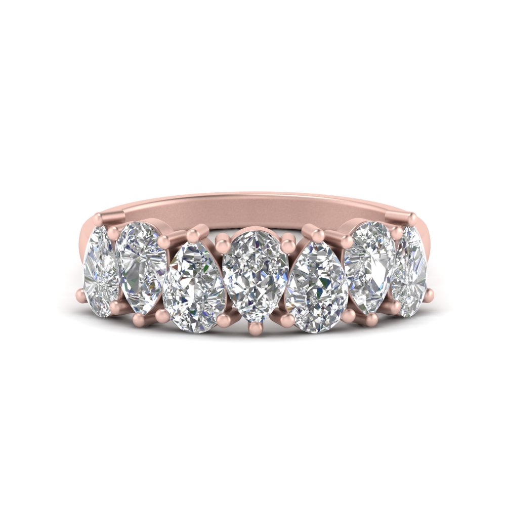 Teardrop Wedding Band Diamond 2.25 Carat with 14K Rose Gold White Diamond