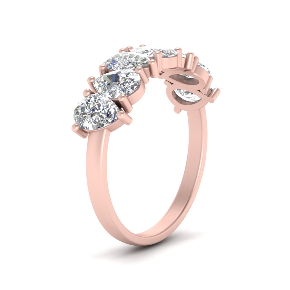 Teardrop Wedding Band Diamond 2.25 Carat with 14K Rose Gold White Diamond