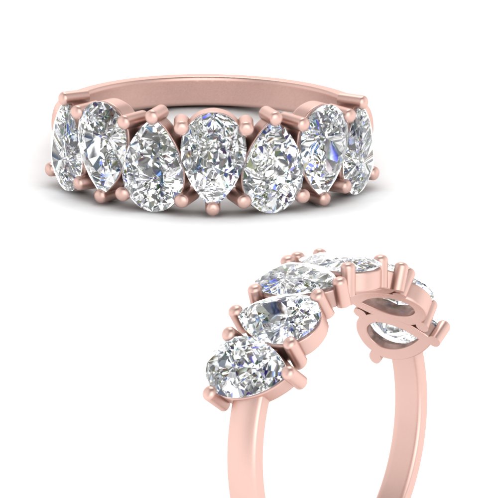 Teardrop Wedding Band Diamond 2.25 Carat with 14K Rose Gold White Diamond