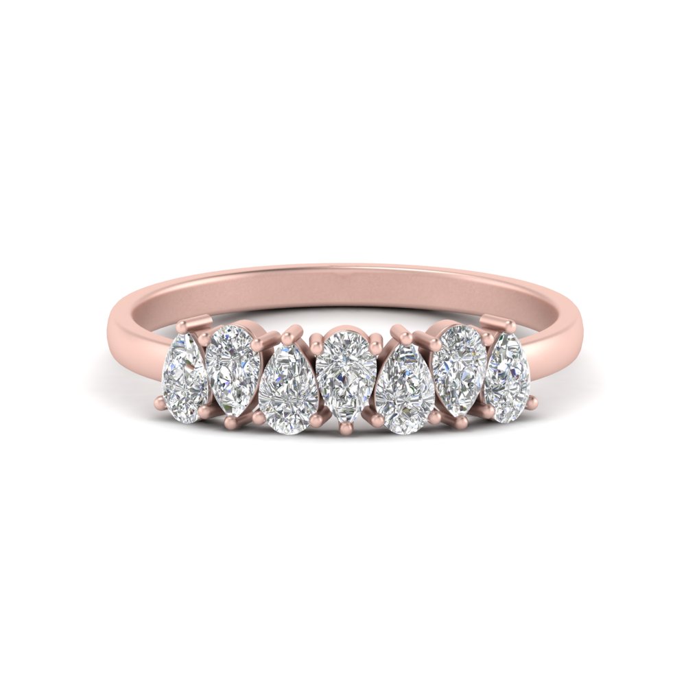 Wedding Band Diamond Teardrop 0.70 Carat with 14K Rose Gold White Diamond