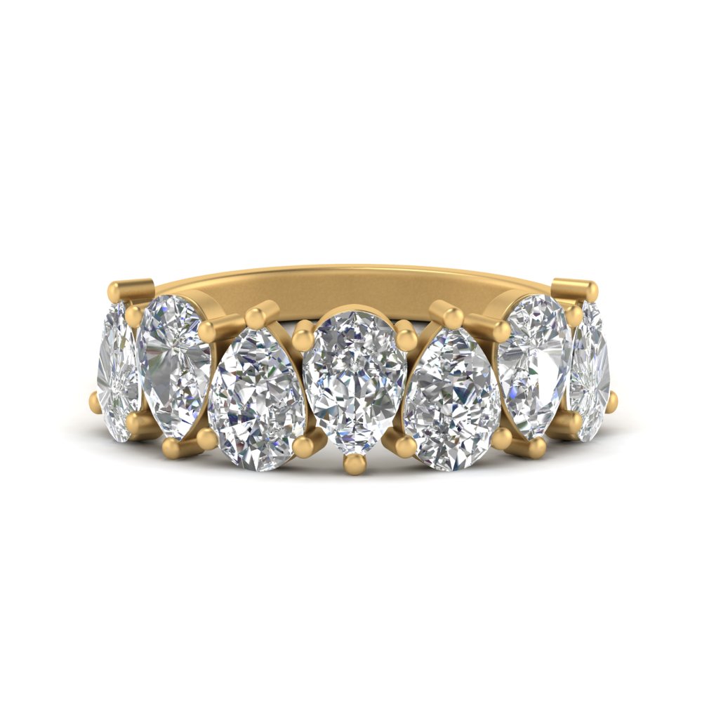 Wedding Band Teardrop Diamond 3.50 Carat with 14K Yellow Gold White Diamond