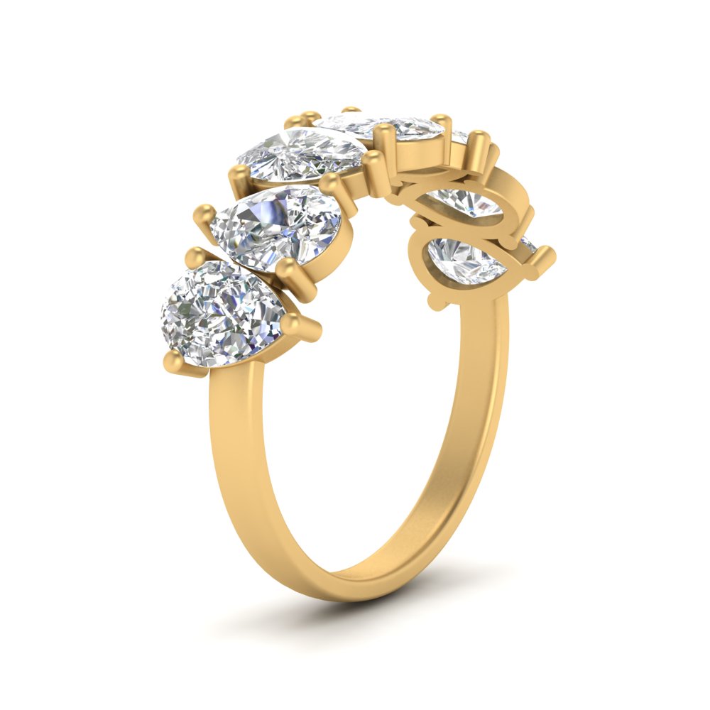 Wedding Band Teardrop Diamond 3.50 Carat with 14K Yellow Gold White Diamond