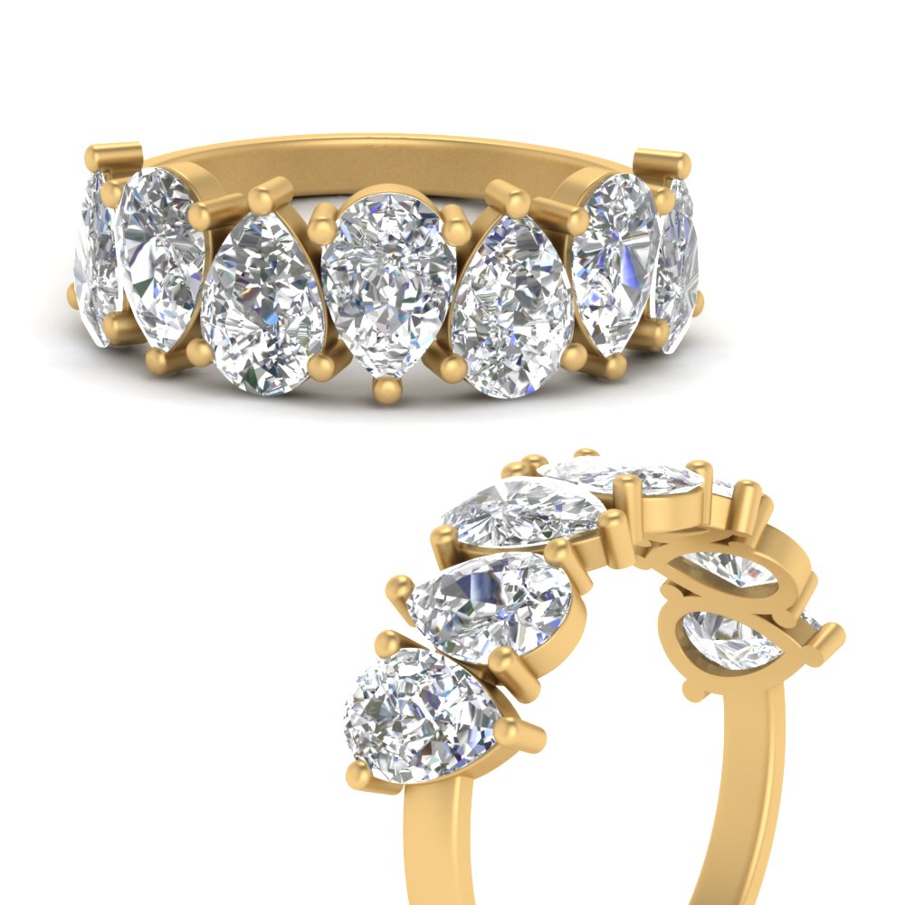 Wedding Band Teardrop Diamond 3.50 Carat with 14K Yellow Gold White Diamond