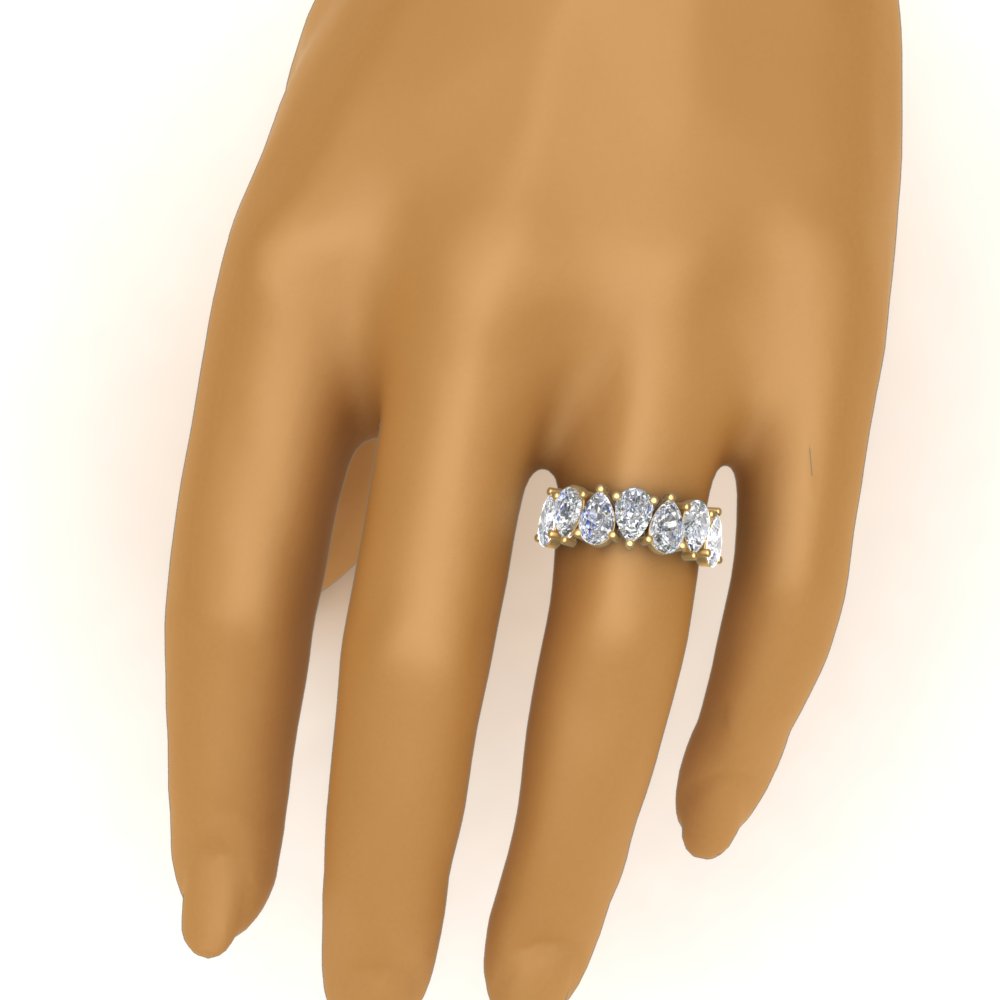 Wedding Band Teardrop Diamond 3.50 Carat with 14K Yellow Gold White Diamond