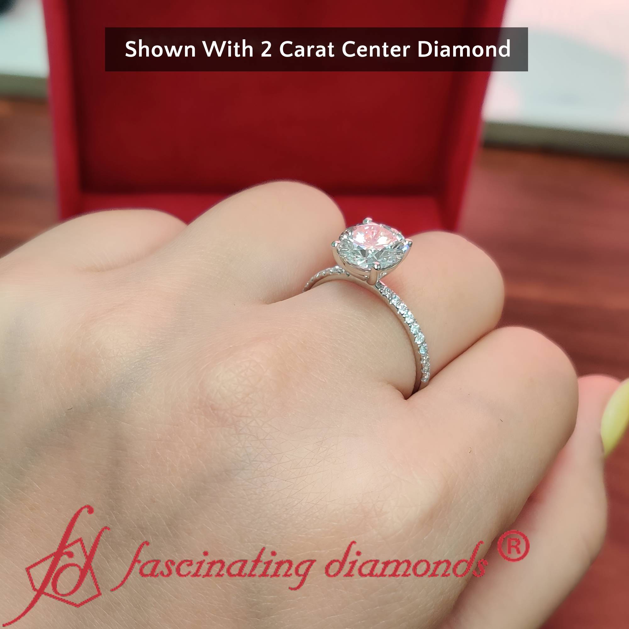 2 Carat Round Lab Diamond Ring with  Lab Grown Diamond in 14K White Gold