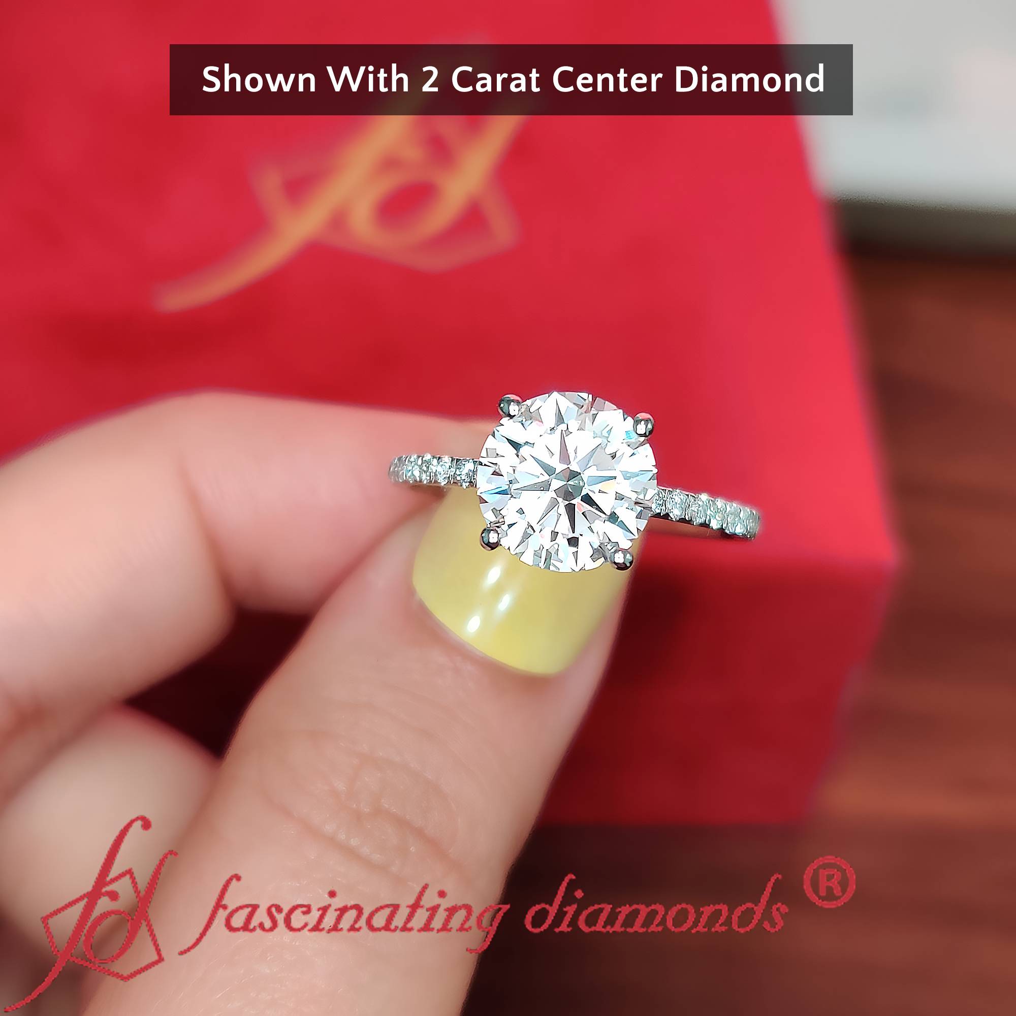 2 Carat Round Lab Diamond Ring with  Lab Grown Diamond in 14K White Gold