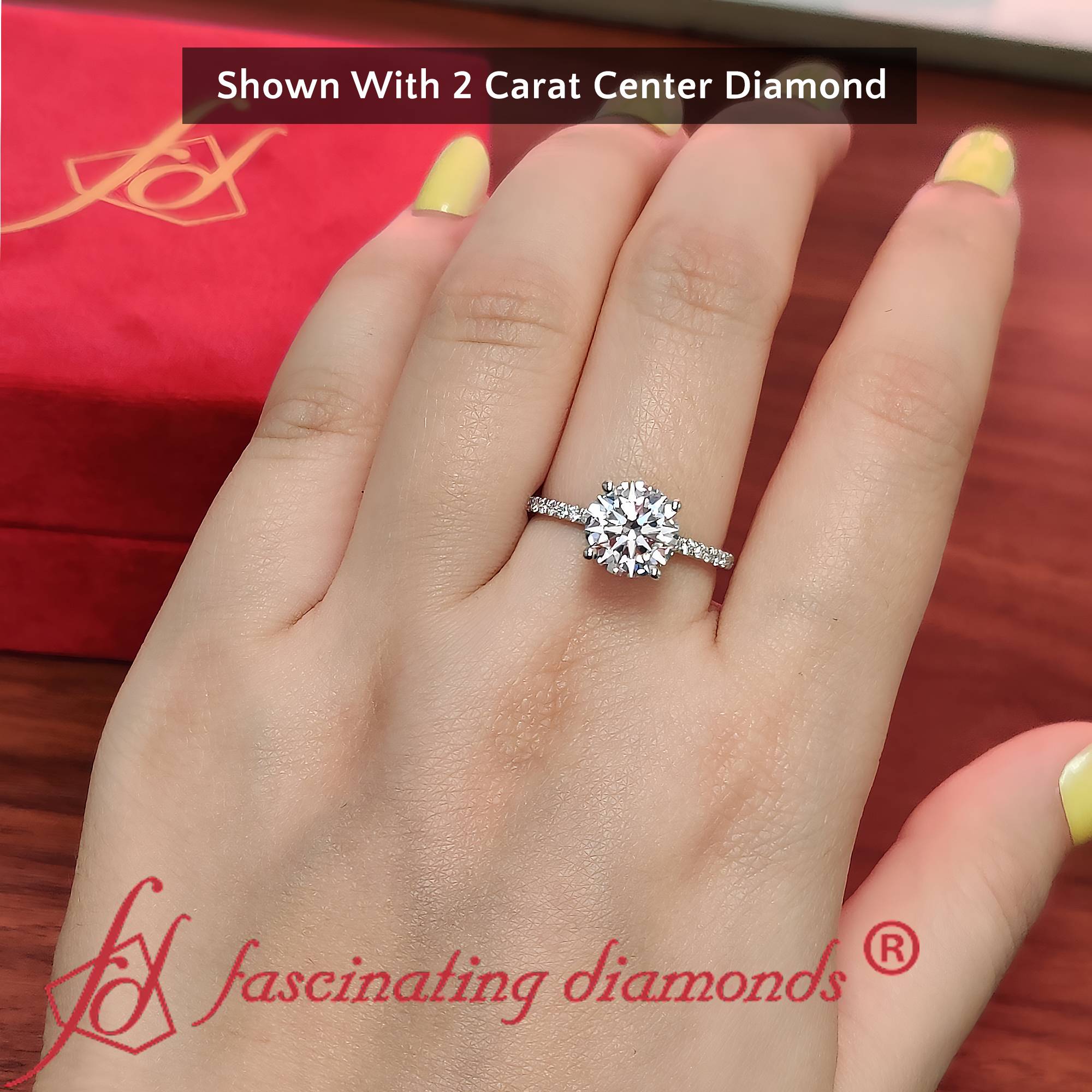 2 Carat Round Lab Diamond Ring with  Lab Grown Diamond in 14K White Gold