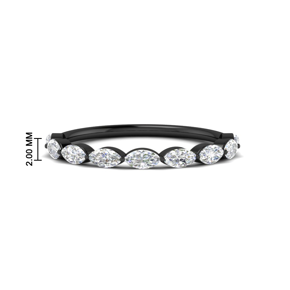 1 Carat East West Marquise Black Stacking Band with White Diamond in 14K Black Gold