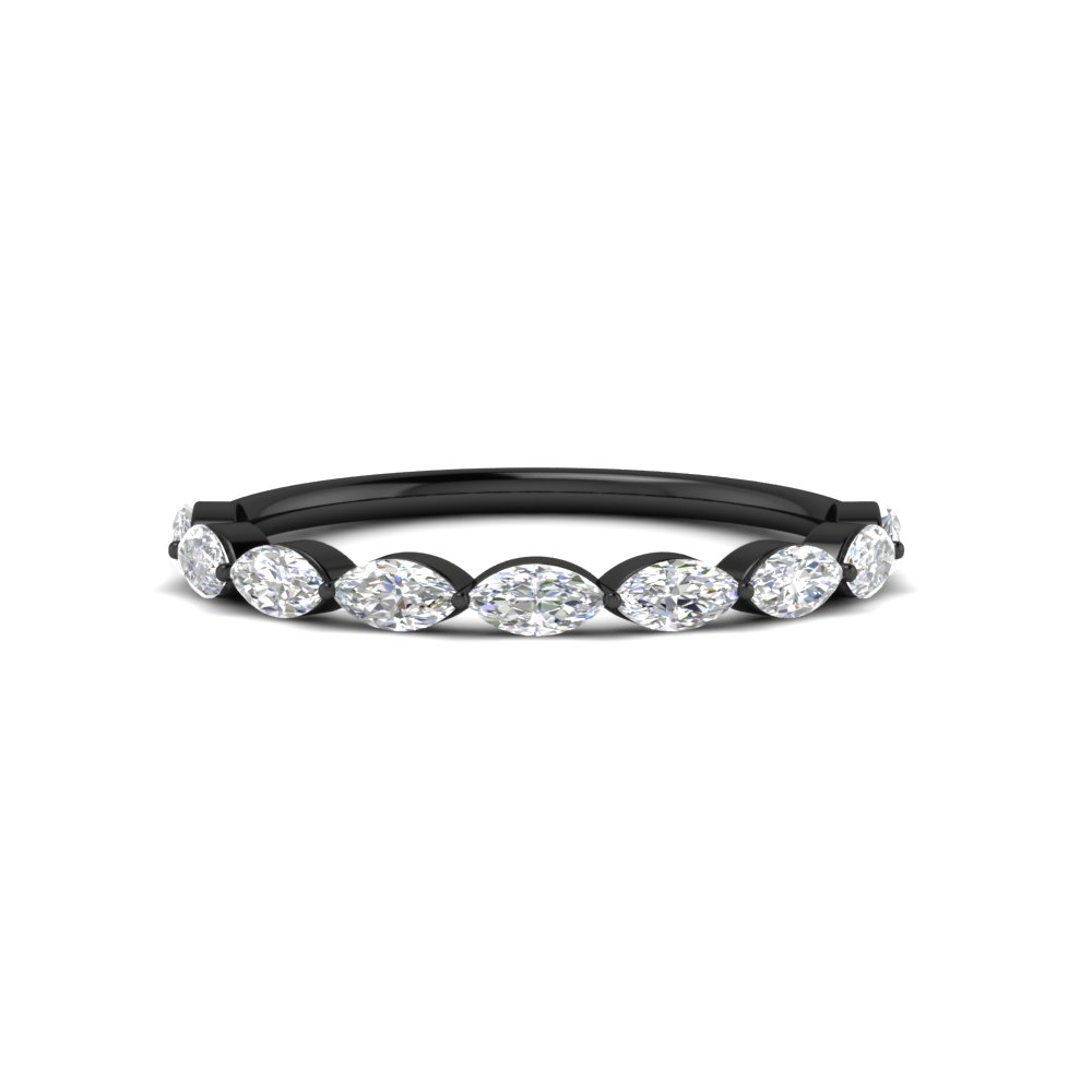 1 Carat East West Marquise Black Stacking Band with White Diamond in 14K Black Gold