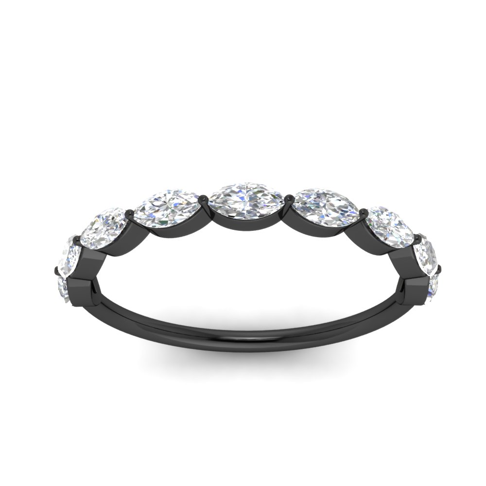 1 Carat East West Marquise Black Stacking Band with White Diamond in 14K Black Gold