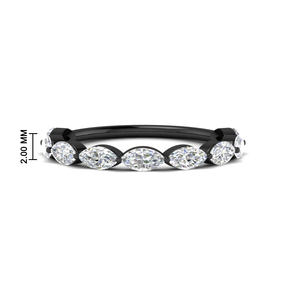 1.50 Carat Prong Set Marquise Diamond Black Band with 14K Black Gold White Diamond