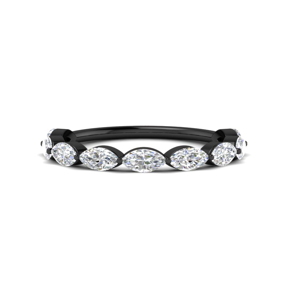1.50 Carat Prong Set Marquise Diamond Black Band with 14K Black Gold White Diamond
