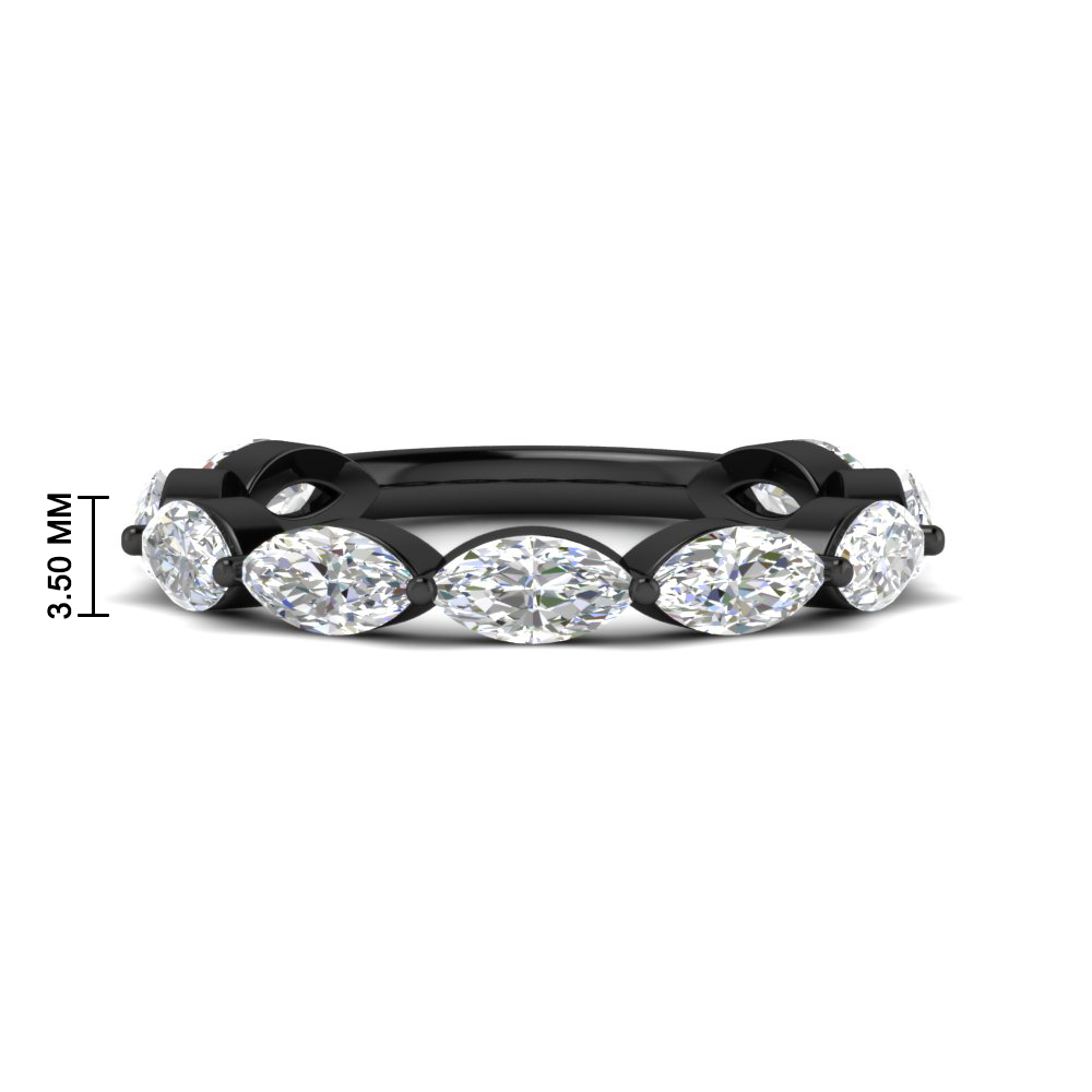3 Carat Marquise Diamond Black Stacking Band with 14K Black Gold White Diamond