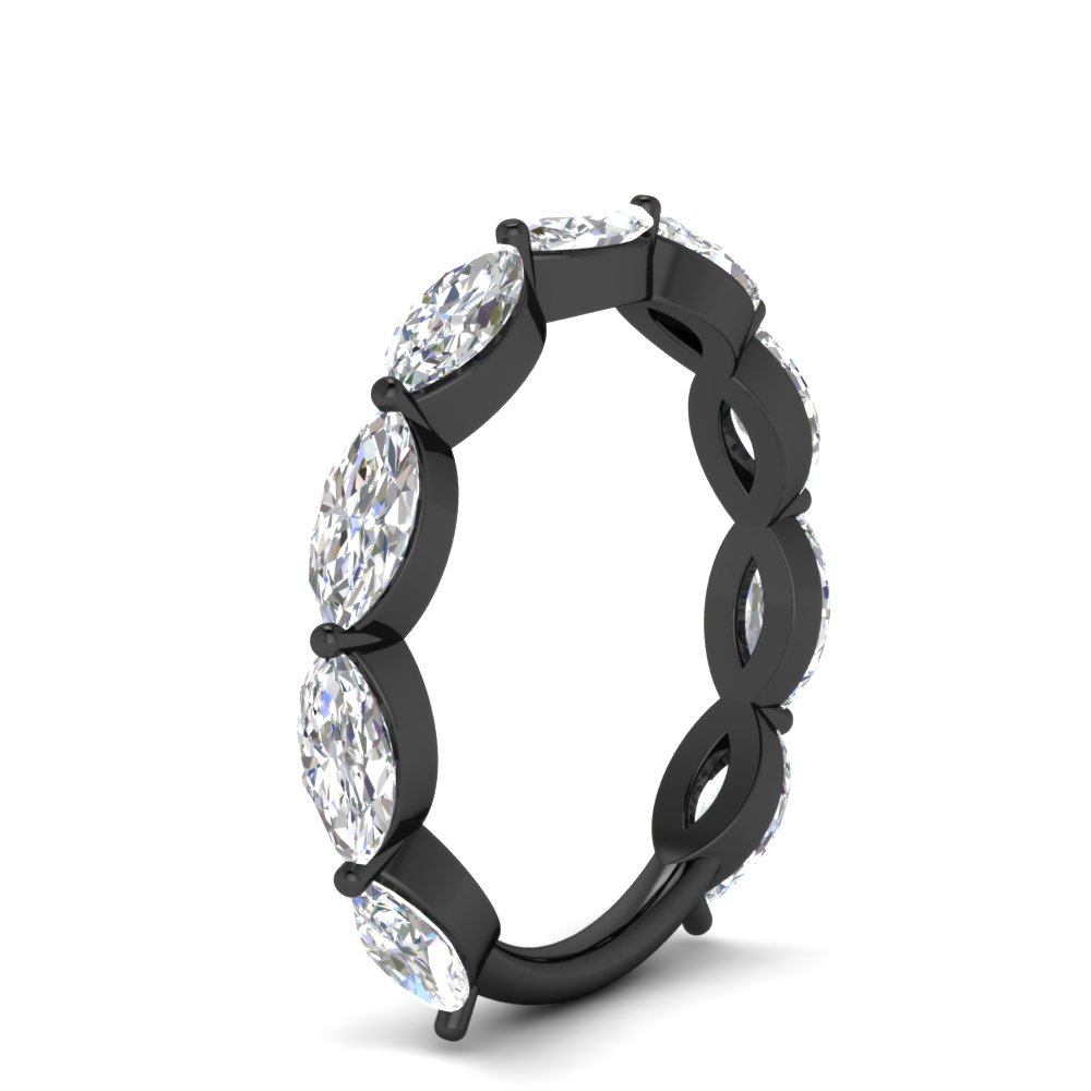 3 Carat Marquise Diamond Black Stacking Band with 14K Black Gold White Diamond