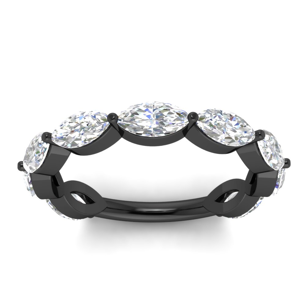 3 Carat Marquise Diamond Black Stacking Band with 14K Black Gold White Diamond
