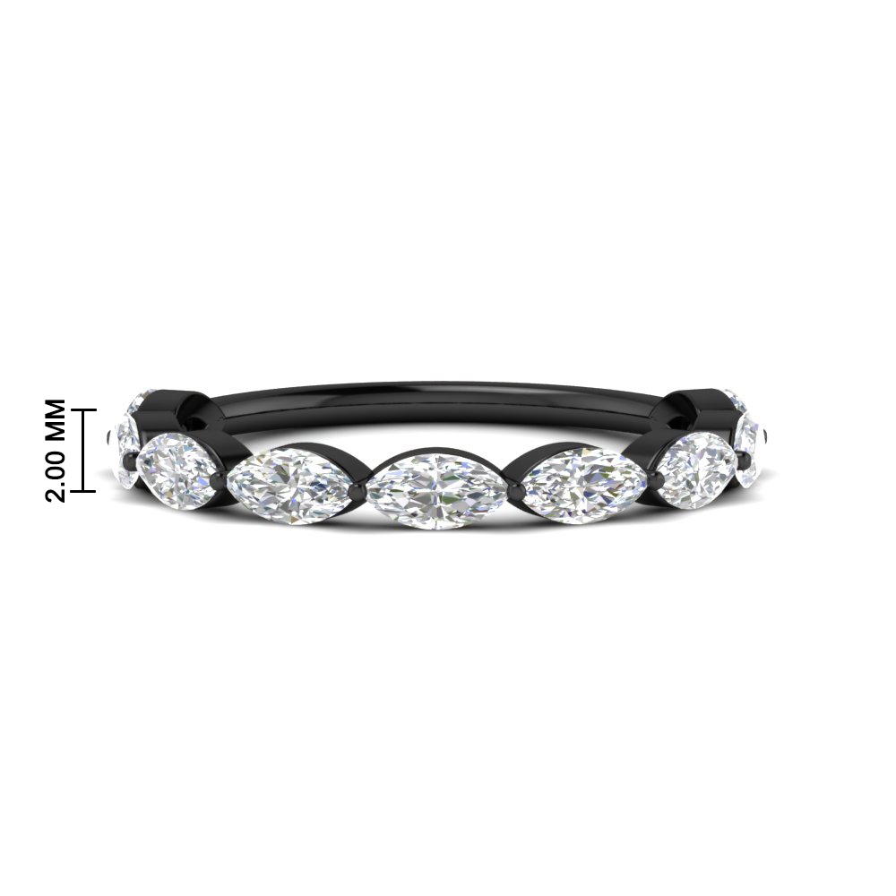 9 Stone Marquise Horizontal Diamond Black Band 2 Carat with 14K Black Gold White Diamond